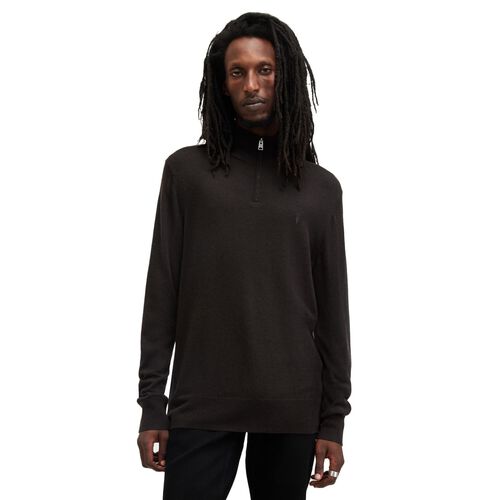 AllSaints Kilburn Zip Funnel Neck Ramskull Jumper